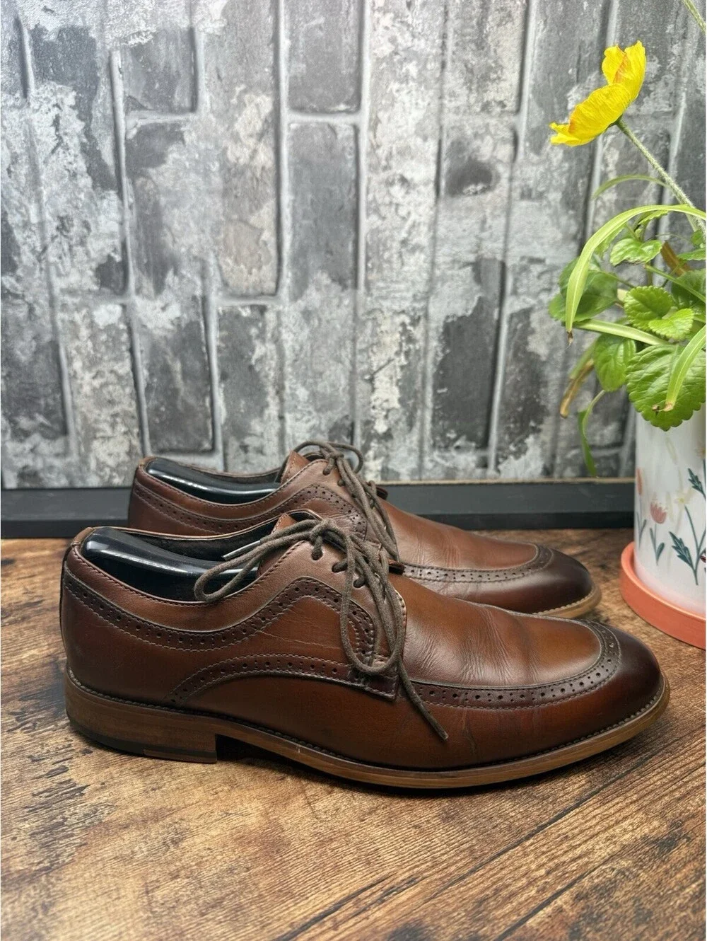 Stacy Adams Men's Brown Leather Lace-Up Oxford Dress Shoes Comfort US 10 M